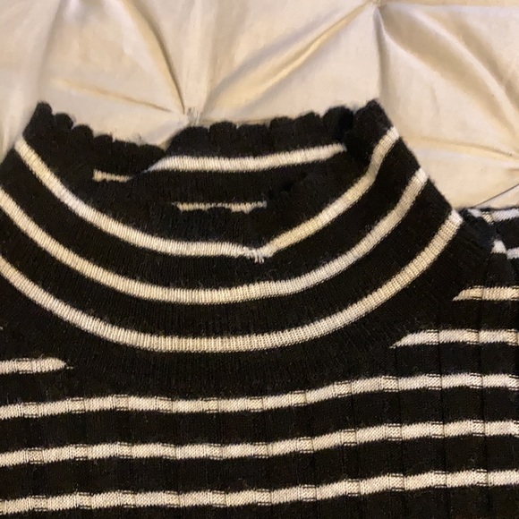 Navy and White Stripe Mock Top - Picture 5 of 5